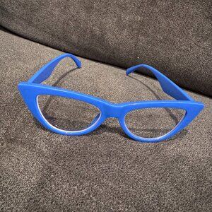 Bright Blue Cat Eye Eyeglass Frames Currently w/ Lenses EUC